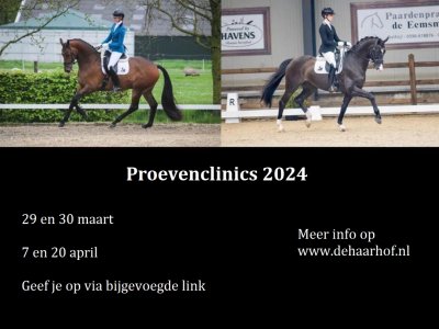 Proevenclinics bekend voorjaar 2024